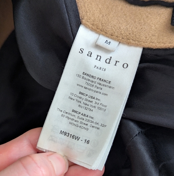 SANDRO Wool + Cashmere Coat Tan Light Brown Brown M Medium - Picture 11 of 12